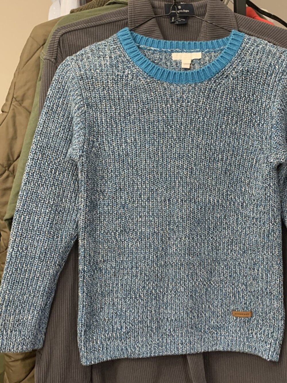 Burberry Blue Label Tweed Blue Cotton Twine Knit Sweater - 10Y or XS
